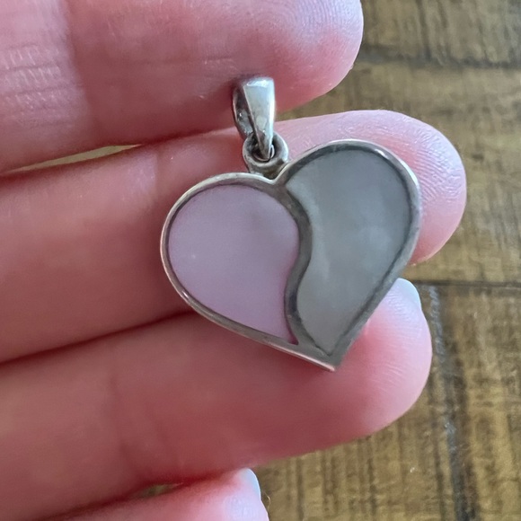 Cute Heart Silver Charm Pink White Color Block - Picture 8 of 8